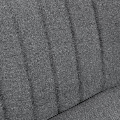 HOMCOM 117cm Loveseat Sofa Upholstered Small 2 Seater Sofa with Thick Padded Seat and Rubber Wood Legs, Grey