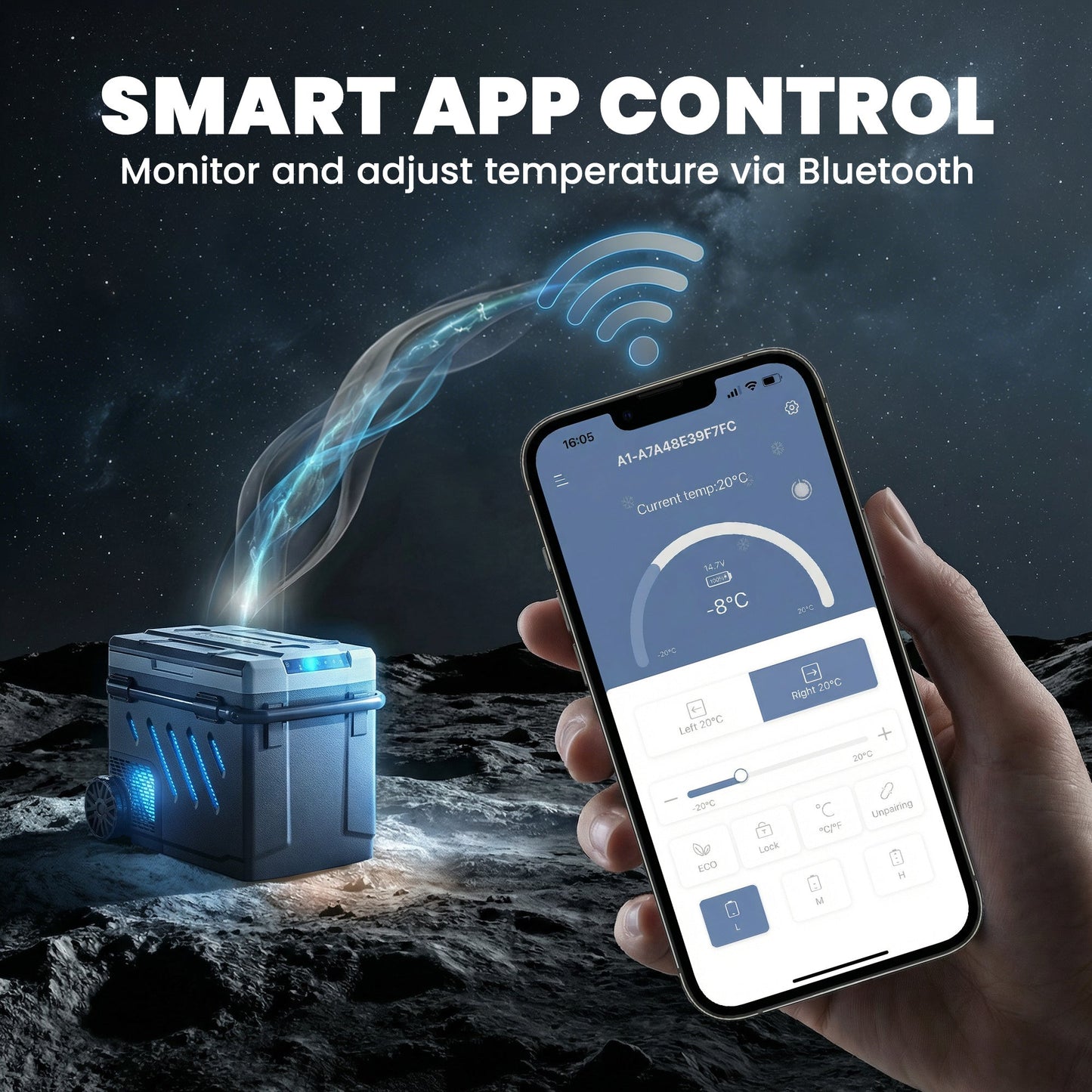 Outsunny 49L Compressor Car Fridge Freezer, Dual Zone Camping Refrigerator with App Control, Telescopic Handle, -20℃-20℃
