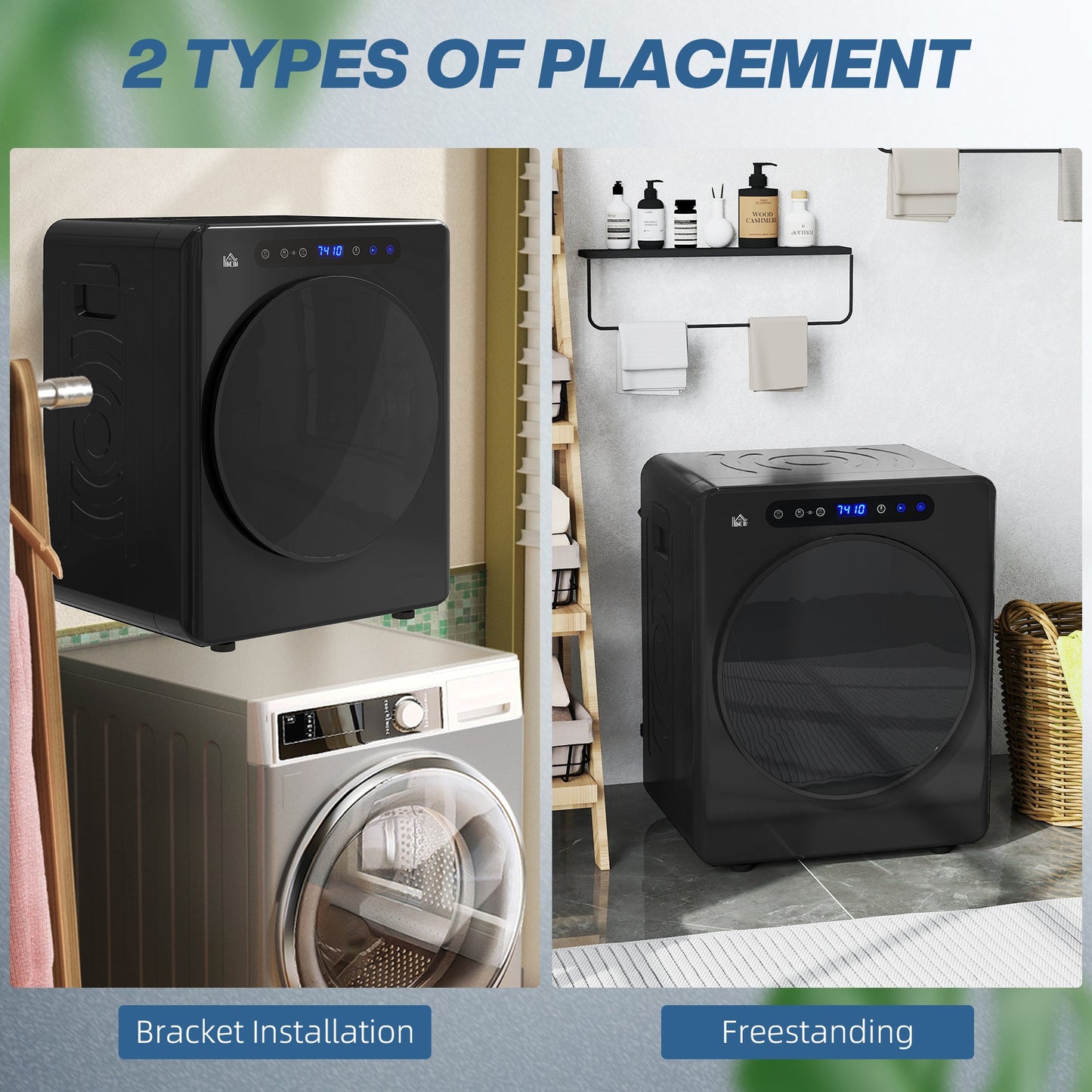 HOMCOM 4kg Compact 40-60℃  Tumble Dryer - Black