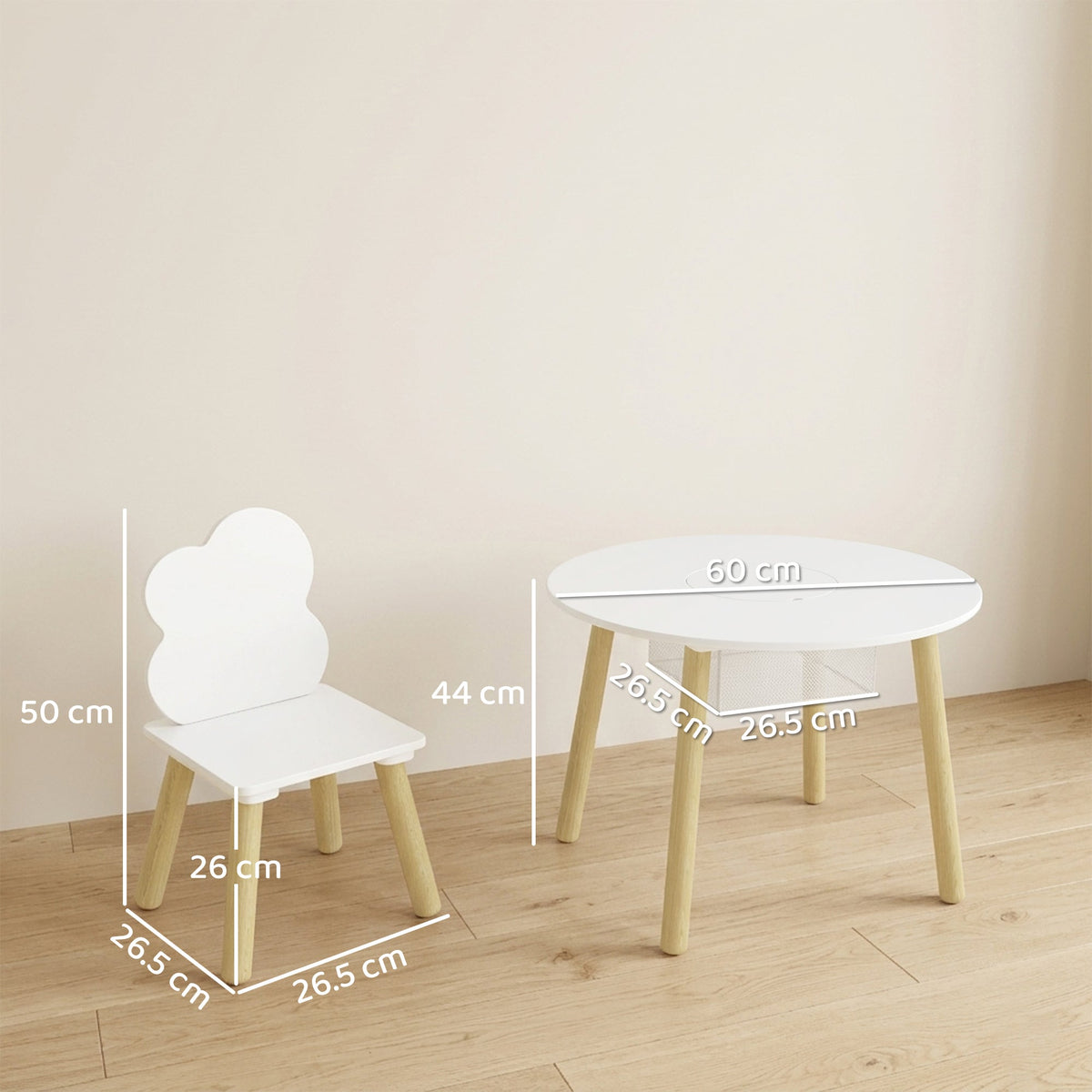 AIYAPLAY Kids Table and Chairs Set with Storage Bag Toddler Table and Chairs Set 3 Piece for Playroom White