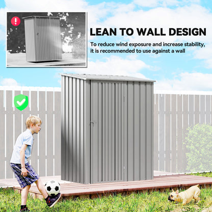 Outsunny 5ft x 3ft Garden Storage Shed, Outdoor Metal Shed with Sloped Roof, Aluminium Grey