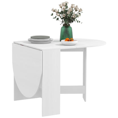 HOMCOM Folding Dining Table, Drop Leaf Table for Small Spaces, Oval Tabletop for Dining Room, Ash Wood-Effect