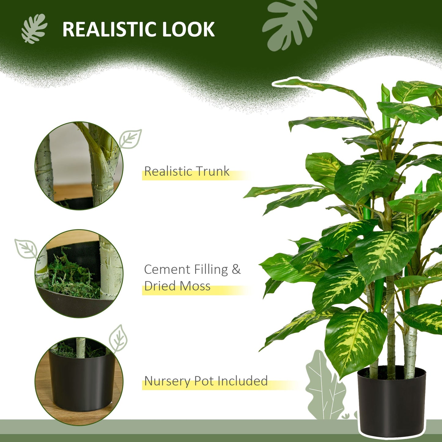 HOMCOM 2 PCs Artificial Evergreen Tree Fake Decorative Plant in Nursery Pot for Indoor Outdoor D\'c3\'a9cor, Green
