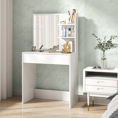 HOMCOM Dressing Table with Mirror and Storage - White
