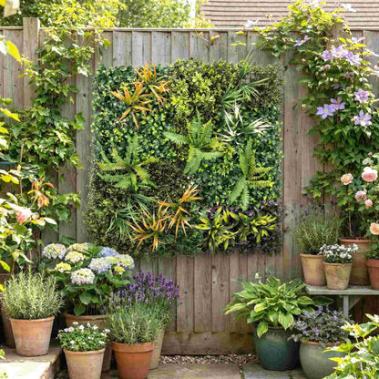Outsunny Grass Wall Panels, 100 x 100 cm Artificial Grass Wall Decor with Tie Connectors, Greenery Backdrop Panels, Green