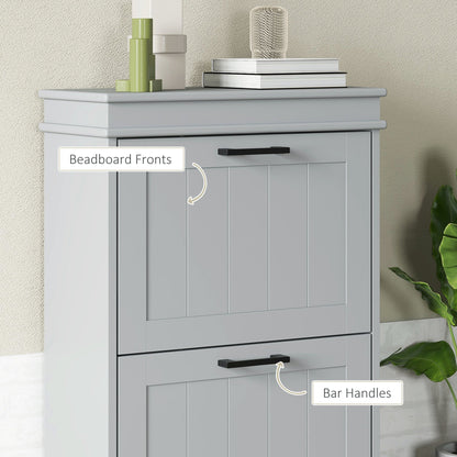 HOMCOM Two-Drawer Minimalistic Shoe Storage Cabinet, for 10 Shoes, Grey