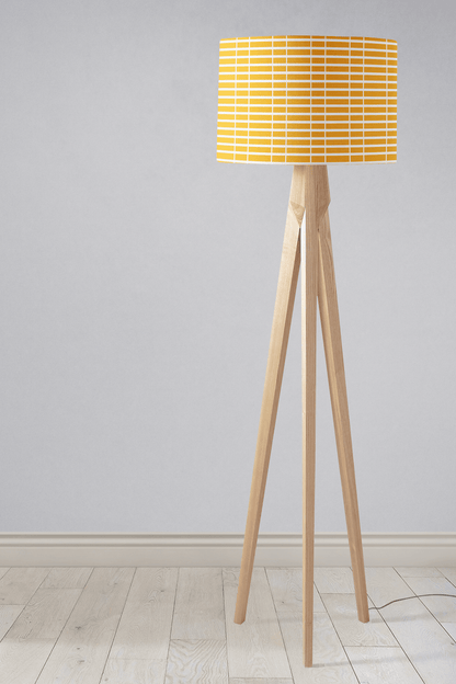 Yellow with White Geometric Stripes Lampshade, Ceiling or Table Lamp Shade