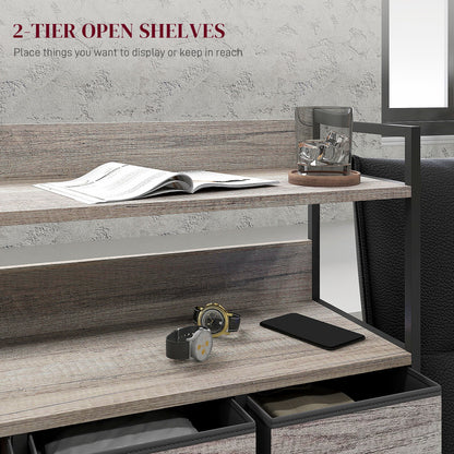 HOMCOM Bedroom Chest of Drawers 7 Drawer Dresser w/ Shelves, Grey Wood Effect
