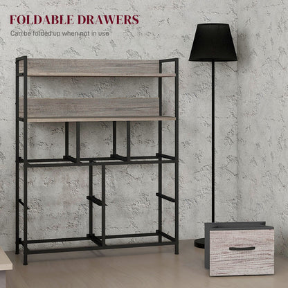 HOMCOM Bedroom Chest of Drawers 7 Drawer Dresser w/ Shelves, Grey Wood Effect