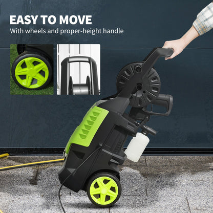 Outsunny 2200W High Pressure Washer, 170 Bar Pressure, 420 L/h Flow, Portable Electric Power Washer Jet Wash Cleaner with Adjustable Nozzle 6M Hose and Hose Reel for Home Patio Car Driveway