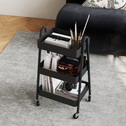 HOMCOM Three-Tier Storage Trolley - Black