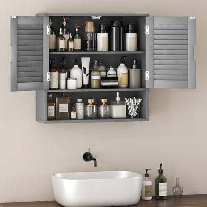 HOMCOM Bathroom Cabinet, Wall Mounted Storage Cabinet with Adjustable Shelves, 60 x 20 x 60 cm, Grey