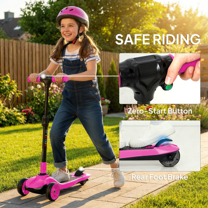 AIYAPLAY Three-Wheel Foldable Electric Scooter for Kids Aged 6-10 Years, Pink