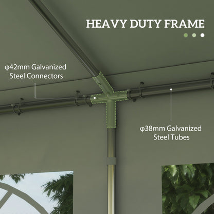 Outsunny 6m x 4m Garden Gazebo, Galvanised Marquee Party Tent with Removable Sides and Windows for Parties, Wedding and Events, White
