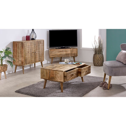 Marlow Light Mango Wood Coffee Table with 2 Drawers
