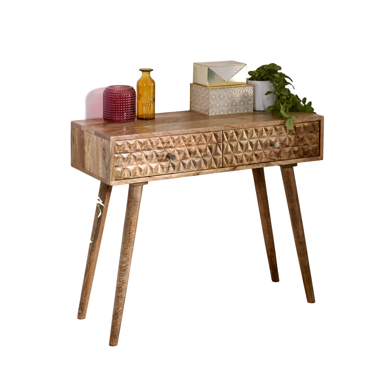 Marlow Light Mango Wood Console Table with 2 Drawers