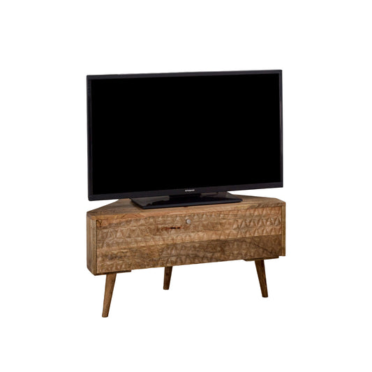 Marlow Light Mango Wood Corner TV Stand