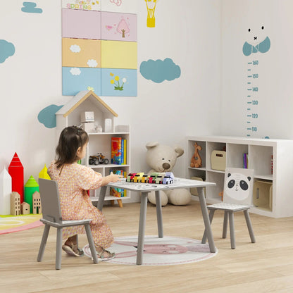 ZONEKIZ Kids Table and Chair Set, Toddler Table with 2 Chairs, Toddler Furniture Set, for Ages 3-8 Years - Grey