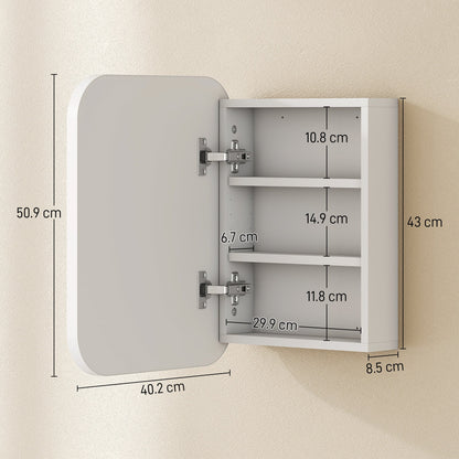 HOMCOM Bathroom Medicine Cabinet with Mirror, Bathroom Wall Cabinet with Adjustable Shelves, Soft Close Hinges, White