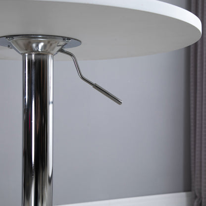 HOMCOM Bar Table Φ60cm Adjustable Height Round Bistro Table w/ Swivel Top Metal Frame Counter Surface Stylish Kitchen Conservatory White