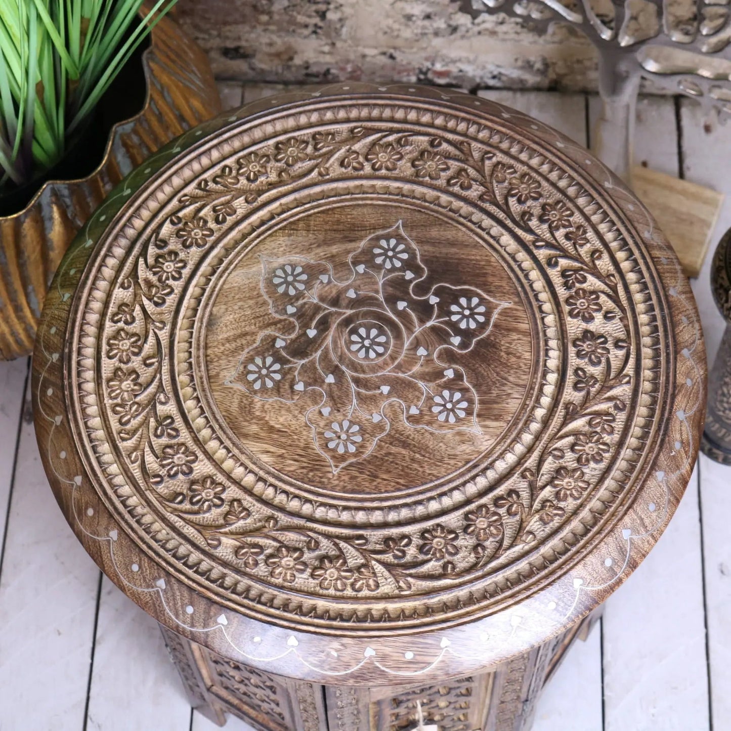 Zanskar Small Hand Carved Side Table
