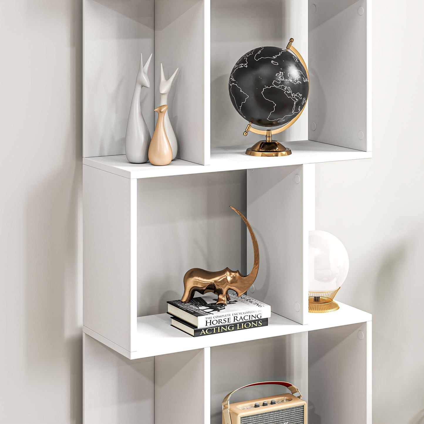HOMCOM Bookcase, S-Shaped Wooden Bookshelf, 5 Tiers Freestanding Storage Shelf, Home Office Display Stand Rack, White