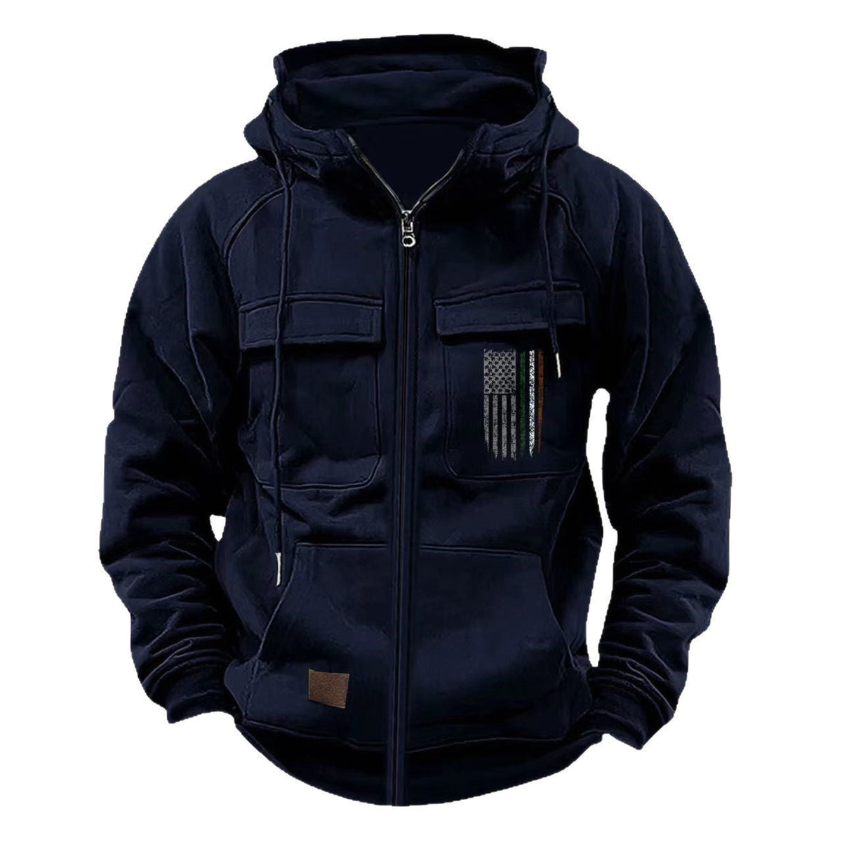 Printed Loose Zip Casual Hooded Sweatshirt