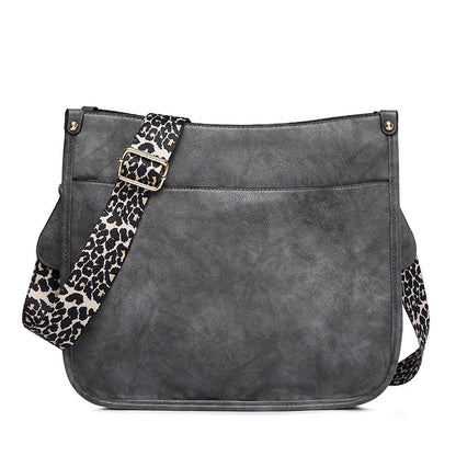 PU Leather Casual Shoulder Messenger Bag Leopard Print Shoulder Strap Tote Bag Large Capacity Minimalist Design
