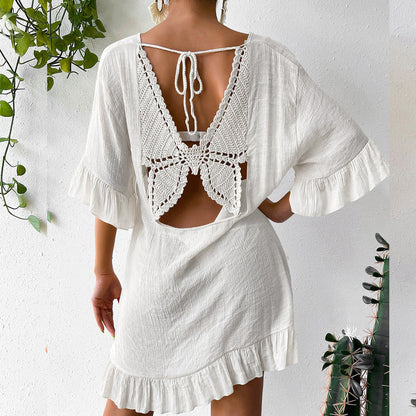Beach Cover-up Skirt Sun-proof Skirt Back Butterfly