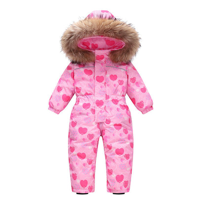 New-style Winter Down Jacket Thickened Children's One-piece Ski Suit