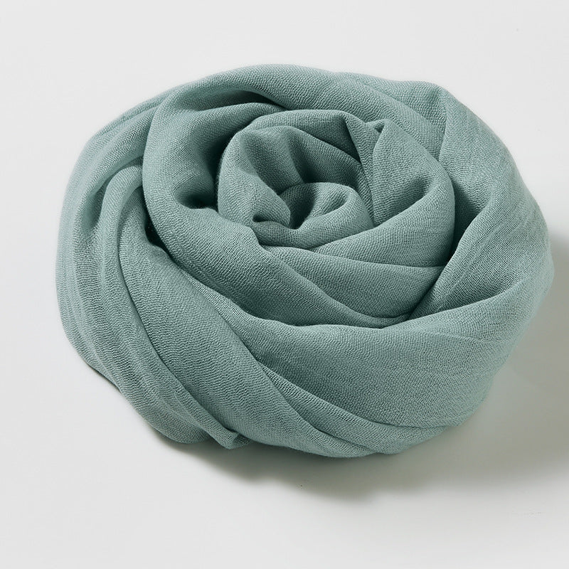 Artistic Sunscreen Solid Color Cotton And Linen Scarf