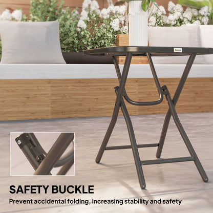Outsunny Foldable Garden Table Square Folding Table for Patio Garden 45 x 45 x 50Hcm Black