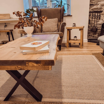 RITA Live / Waney Edge Coffee Table With Metal X Legs