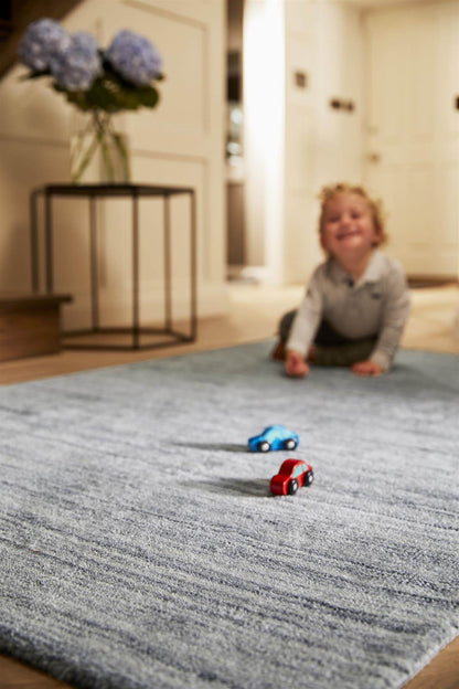 Fine Stripes Silver Grey Wool Rug