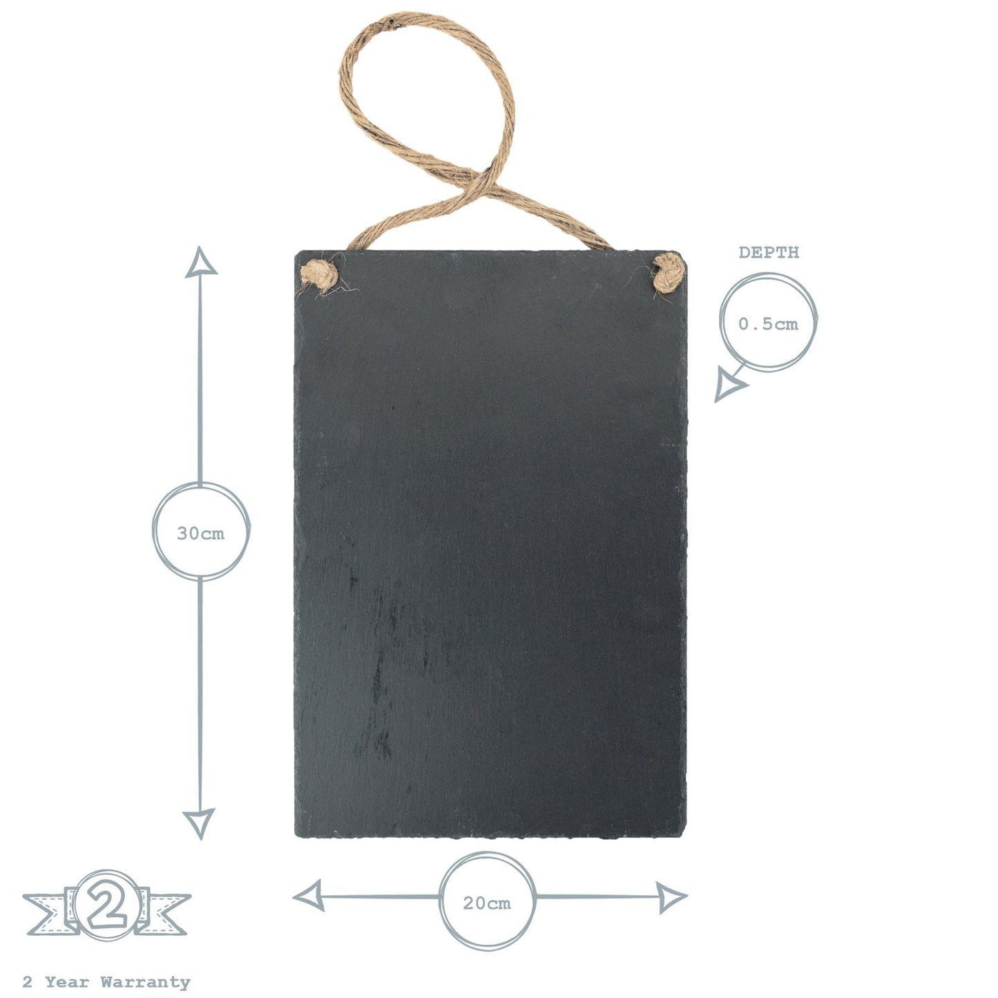 20cm x 30cm Rectangle Slate Hanging Notice Board