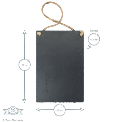 20cm x 30cm Rectangle Slate Hanging Notice Board
