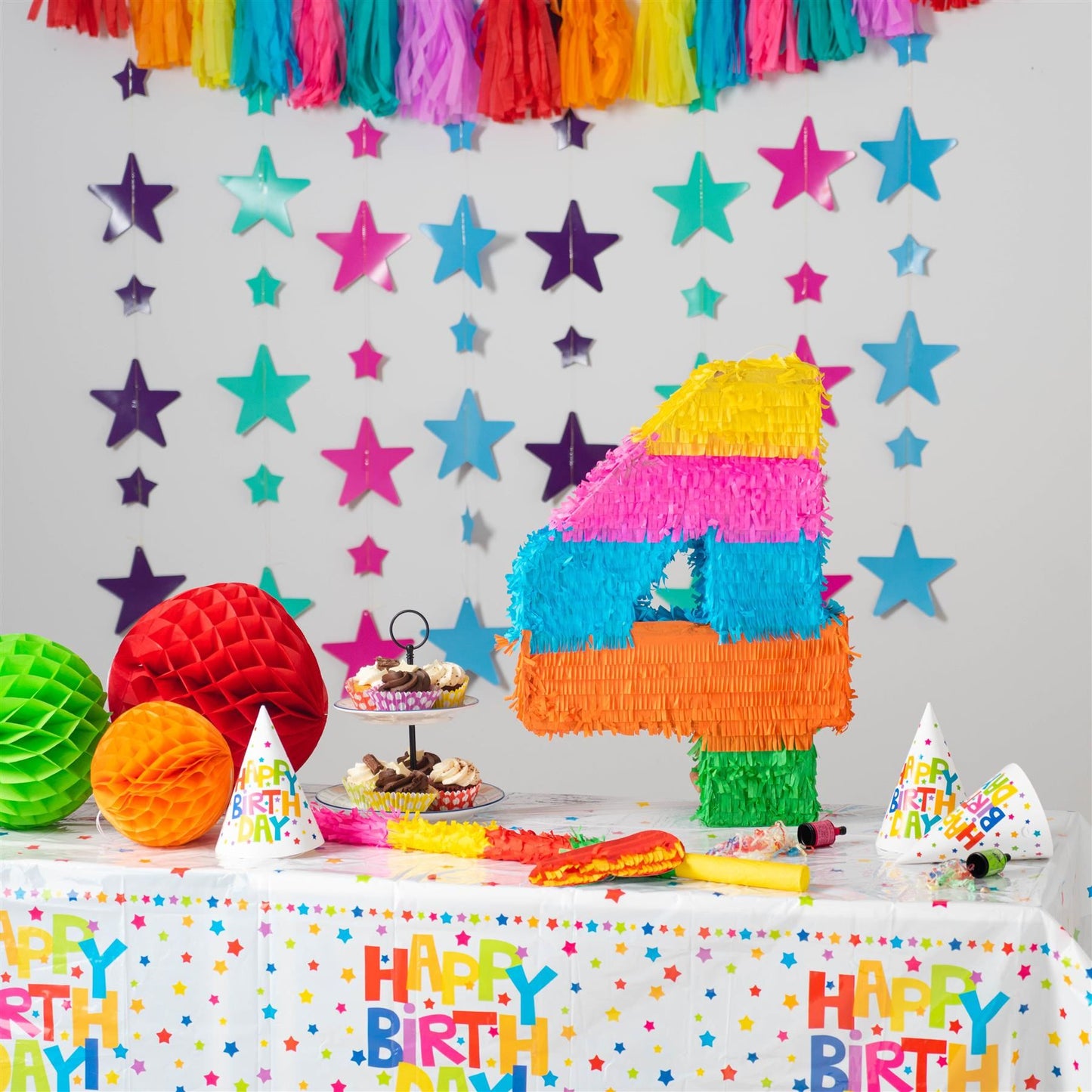 Large Number 4 Pinata Party Set