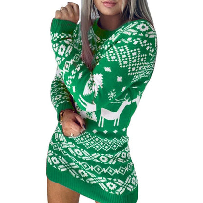 Women Ugly Christmas Sweaters Winter Long Sleeve Knitted Sweater Elk Snowflake Print Knitted Jumpers Knitwear Casual Soft Jacquard Pullover Xmas Look