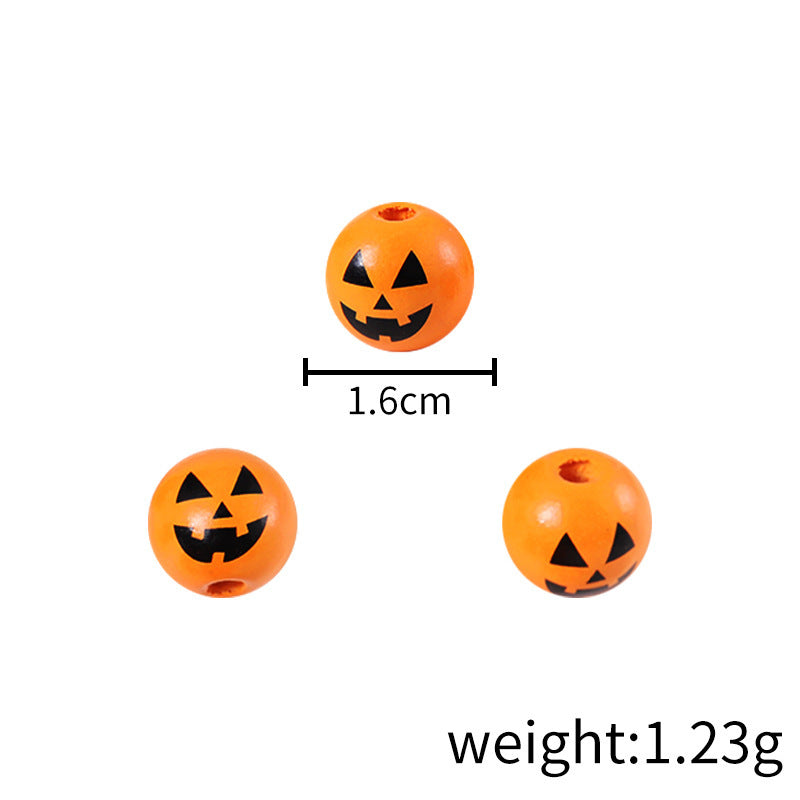 Halloween 16mm Straight Hole Pumpkin Ghost Bulk Wooden Bead