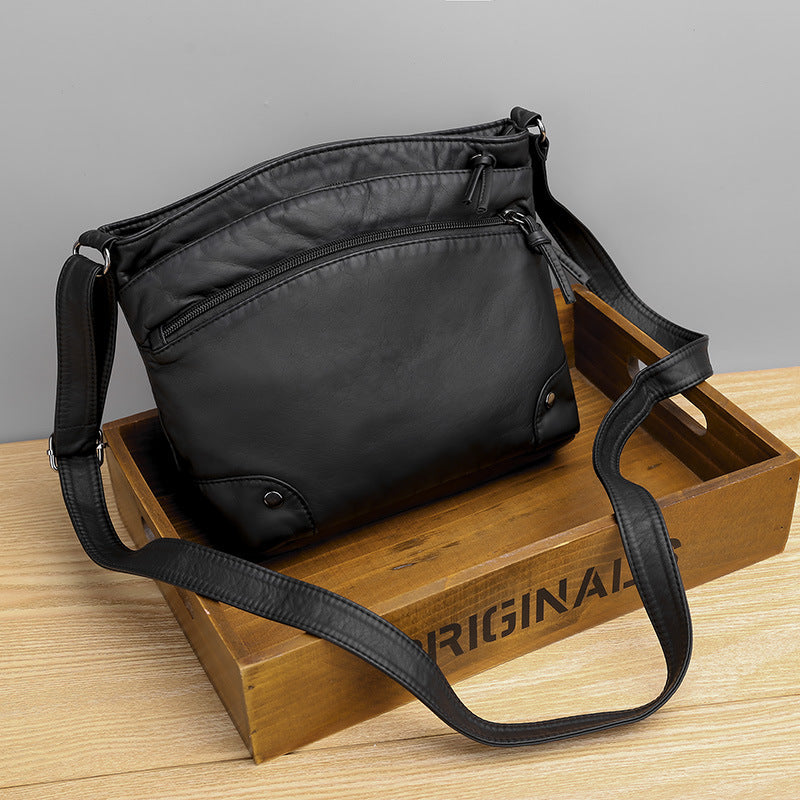 Shoulder Bag Retro Washed Leather Casual Fashion