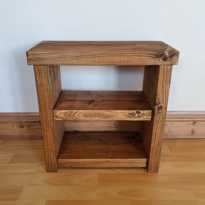 Solid Wood Rustic Coffee Table with Shelf