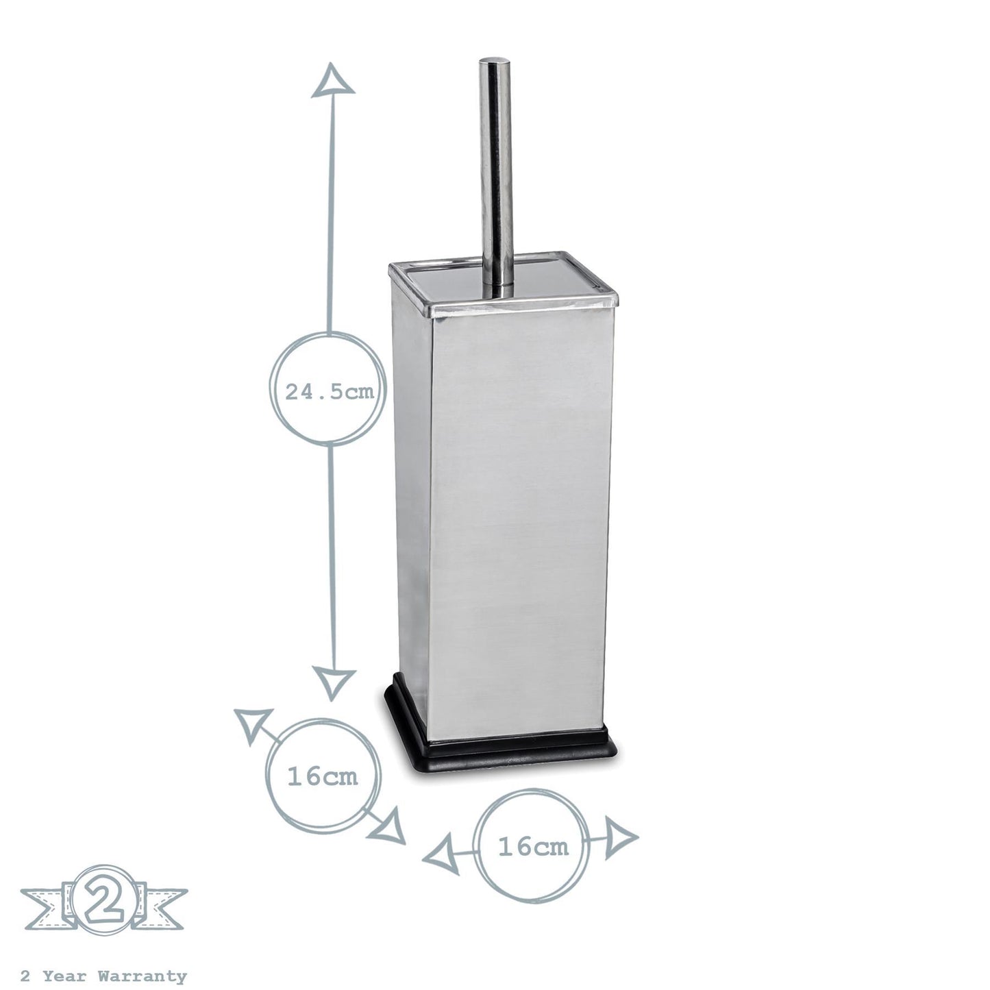 Chrome Square Toilet Brush & Bin Set