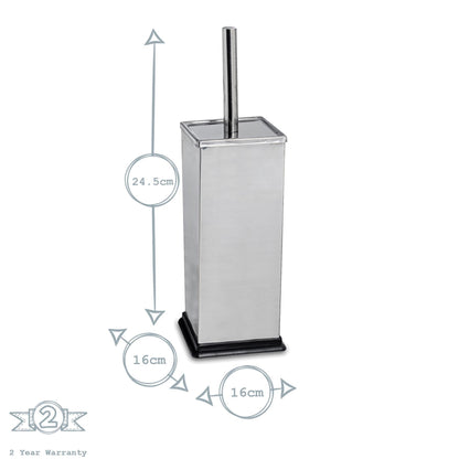 Chrome Square Toilet Brush & Bin Set