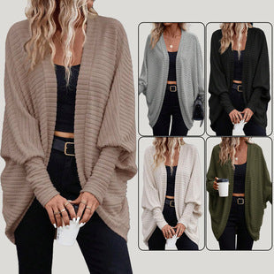 Solid Color And V-neck Loose Knitted Sweater