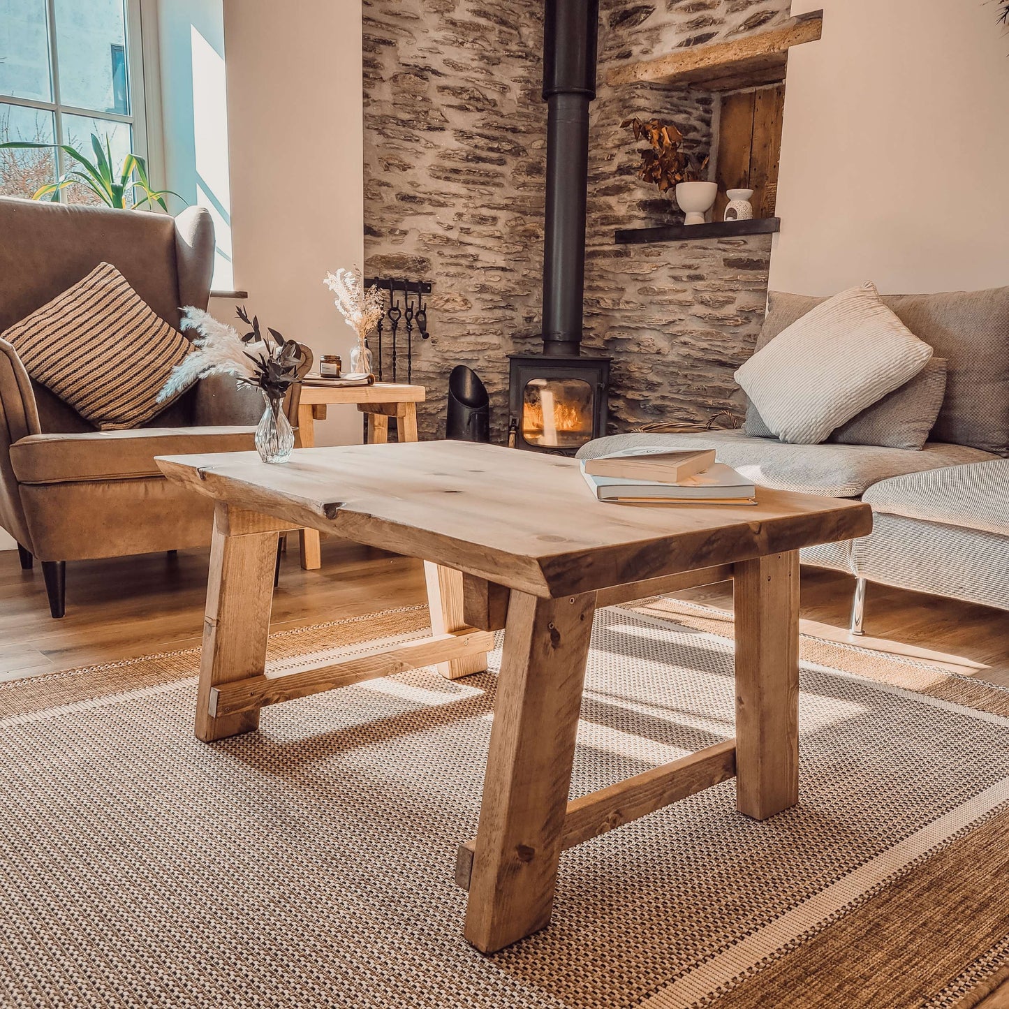 MARA Live / Waney Edge Coffee Table With A Frame Legs