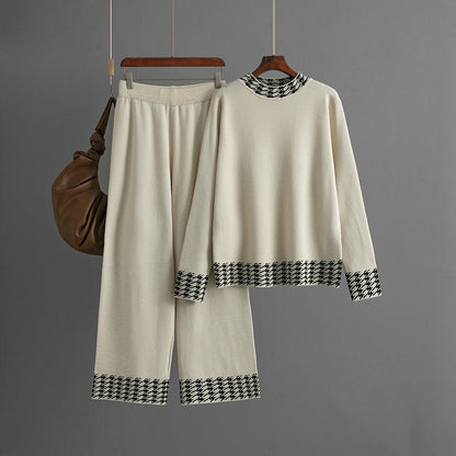 Women's Autumn And Winter Loose Pullover Two-piece Set