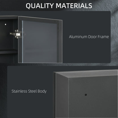 kleankin Bathroom Cabinet with Mirror, Wall Mounted Bathroom Mirror Cabinet with Storage Shelves, 40 x 12 x 60 cm, Black
