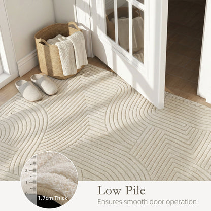 HOMCOM Modern Geometric Rug, Thick Plush, Non-Slip, 200 x 140 cm – Cream, Living Room/Bedroom/Office