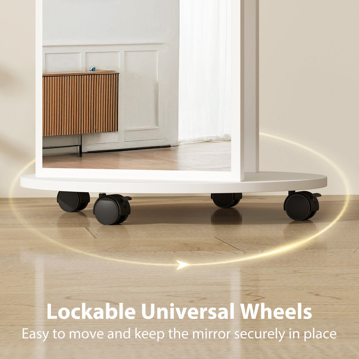 HOMCOM 2-in-1 Full Length Mirror with Storage Shelves, Floor Mirror with 4 Wheels, Coat Rack, Hooks, White