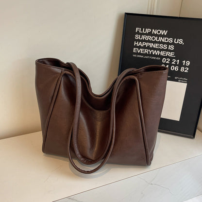 Soft Leather Shoulder Bag Large Capacity Commuter Totes Shopping Travel Bags For Women
